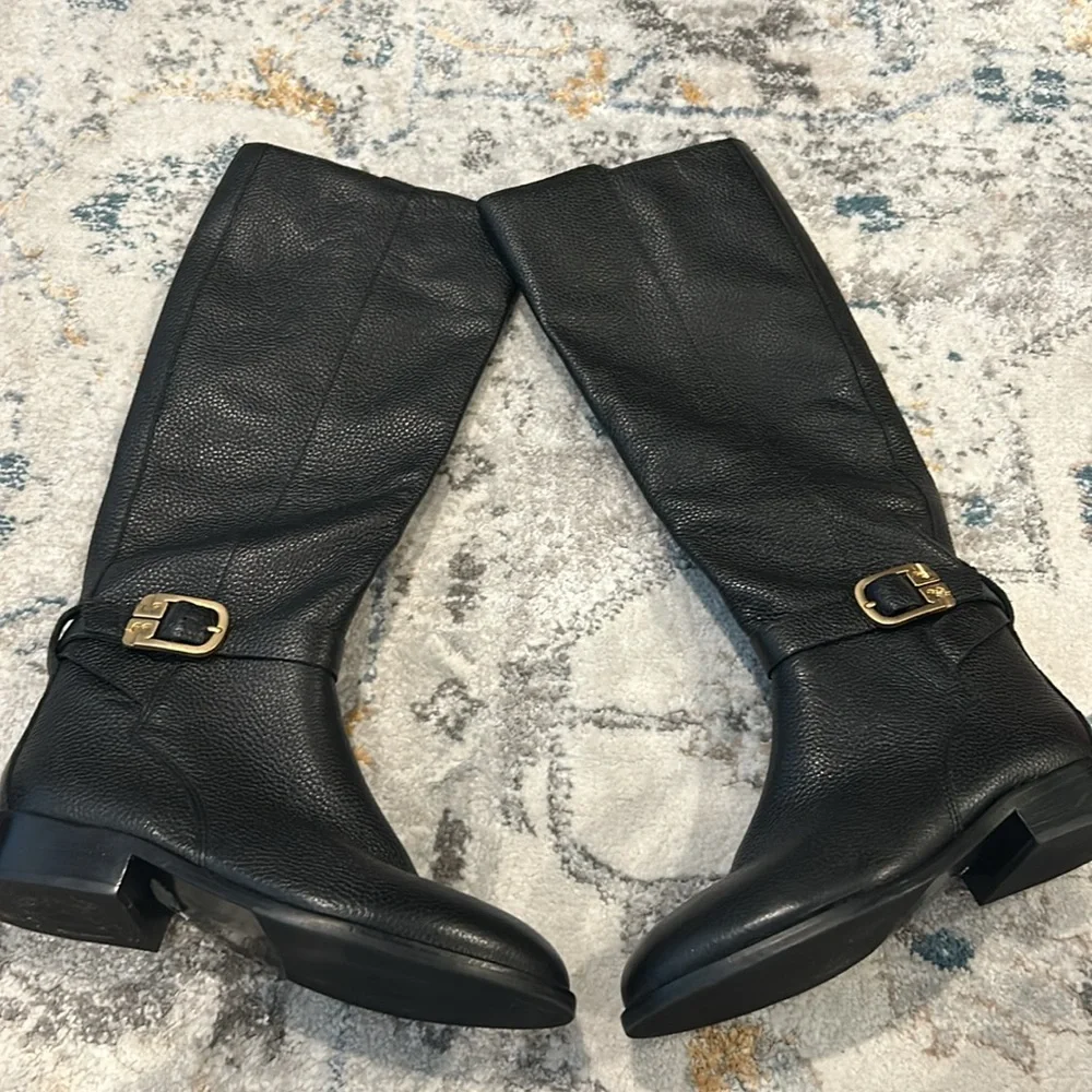 Tory Burch Brooke High Boots Leather Black 6 English Countryside Dark Academia